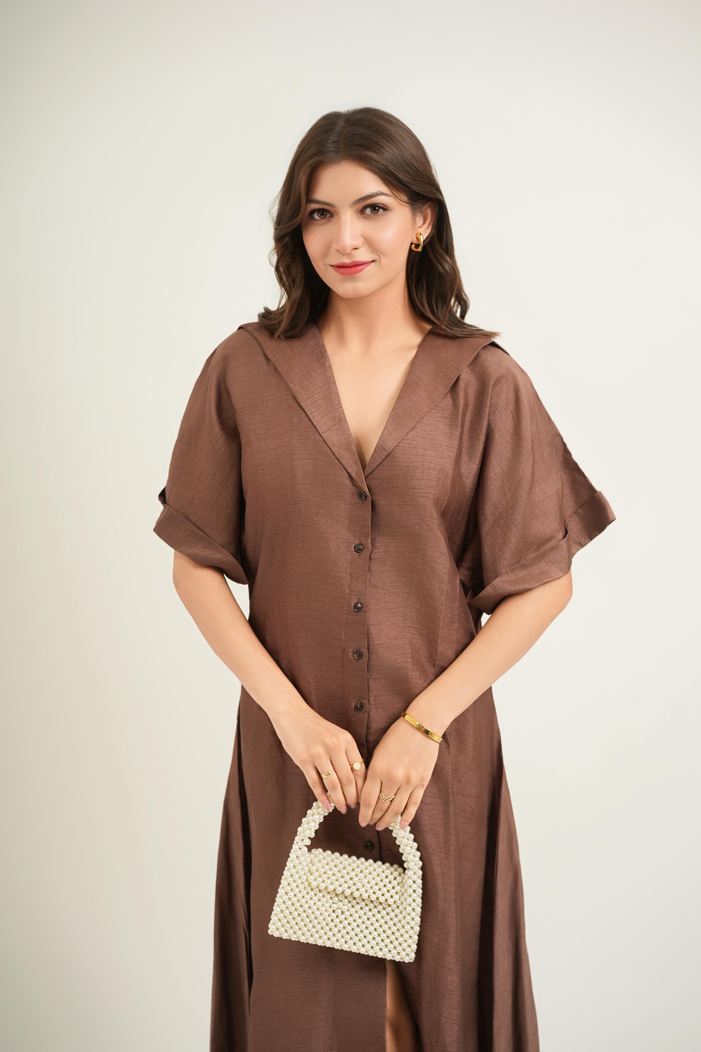 Mocha Silk Dress