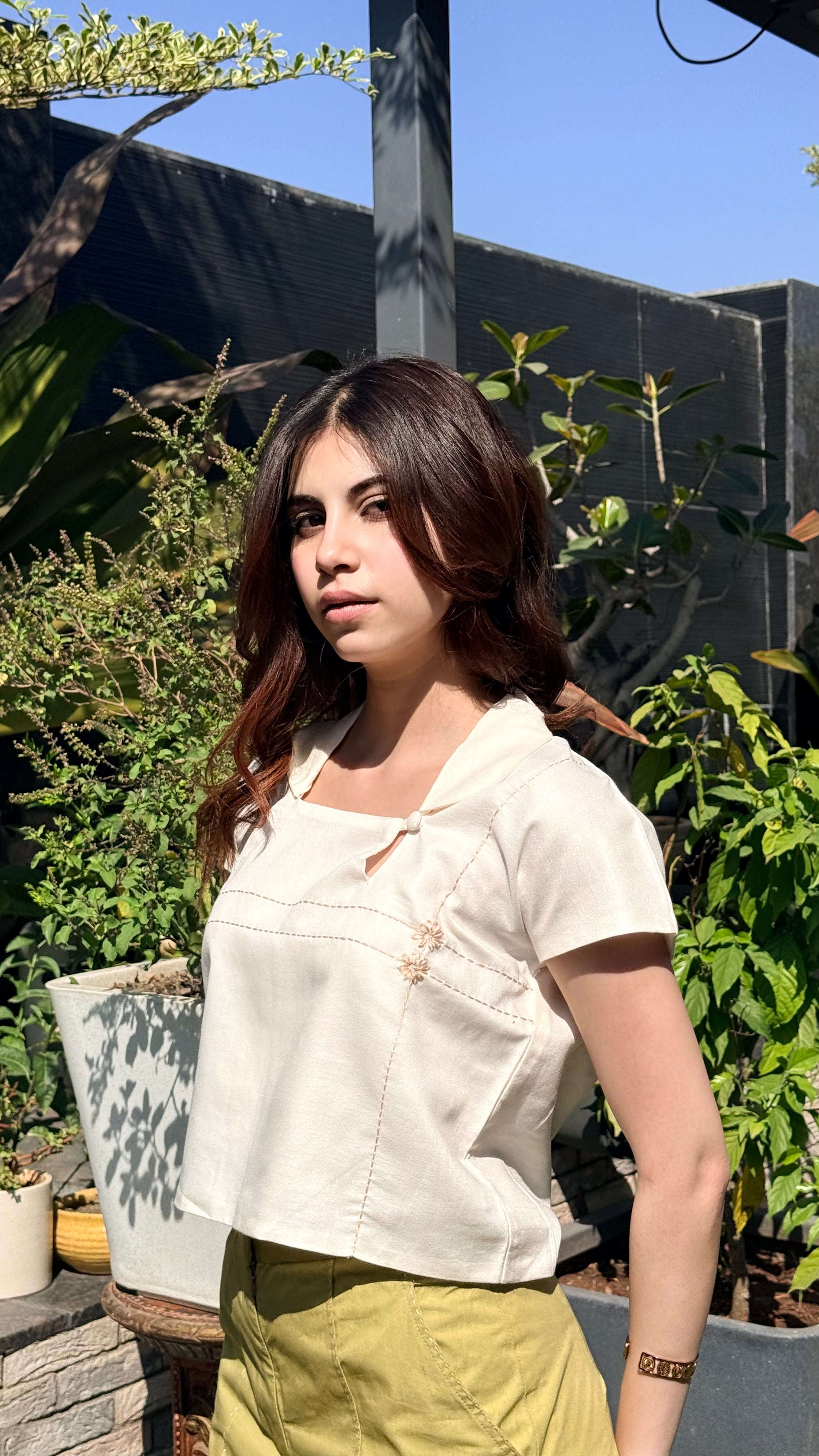 Ivory Grid Top