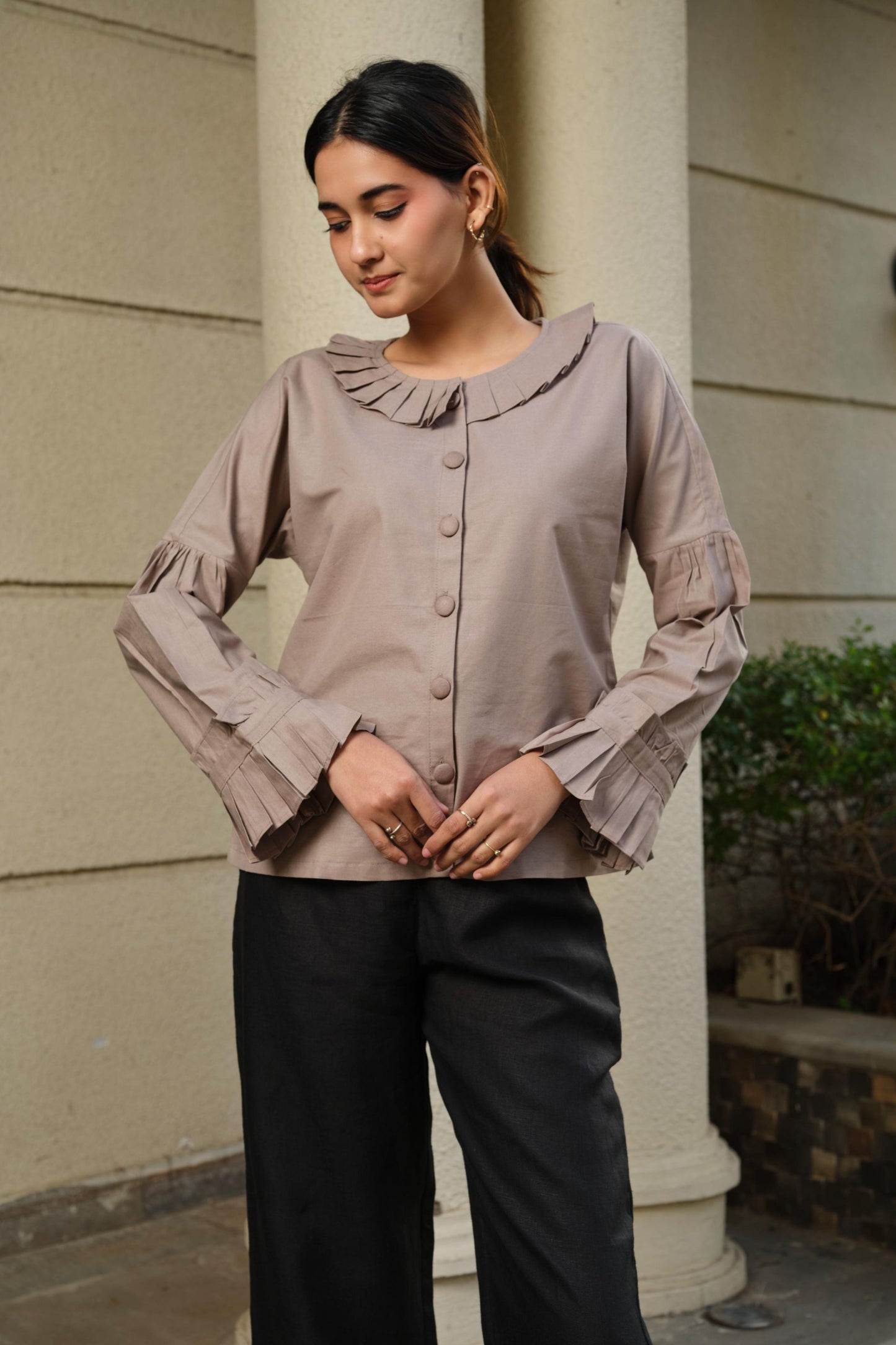 Ruffle-Cuff Shirt
