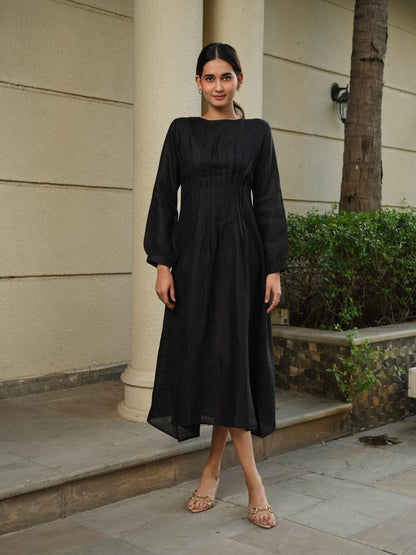 Black Pintucks Dress