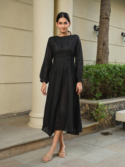 Black Pintucks Dress