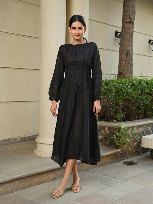 Black Pintucks Dress