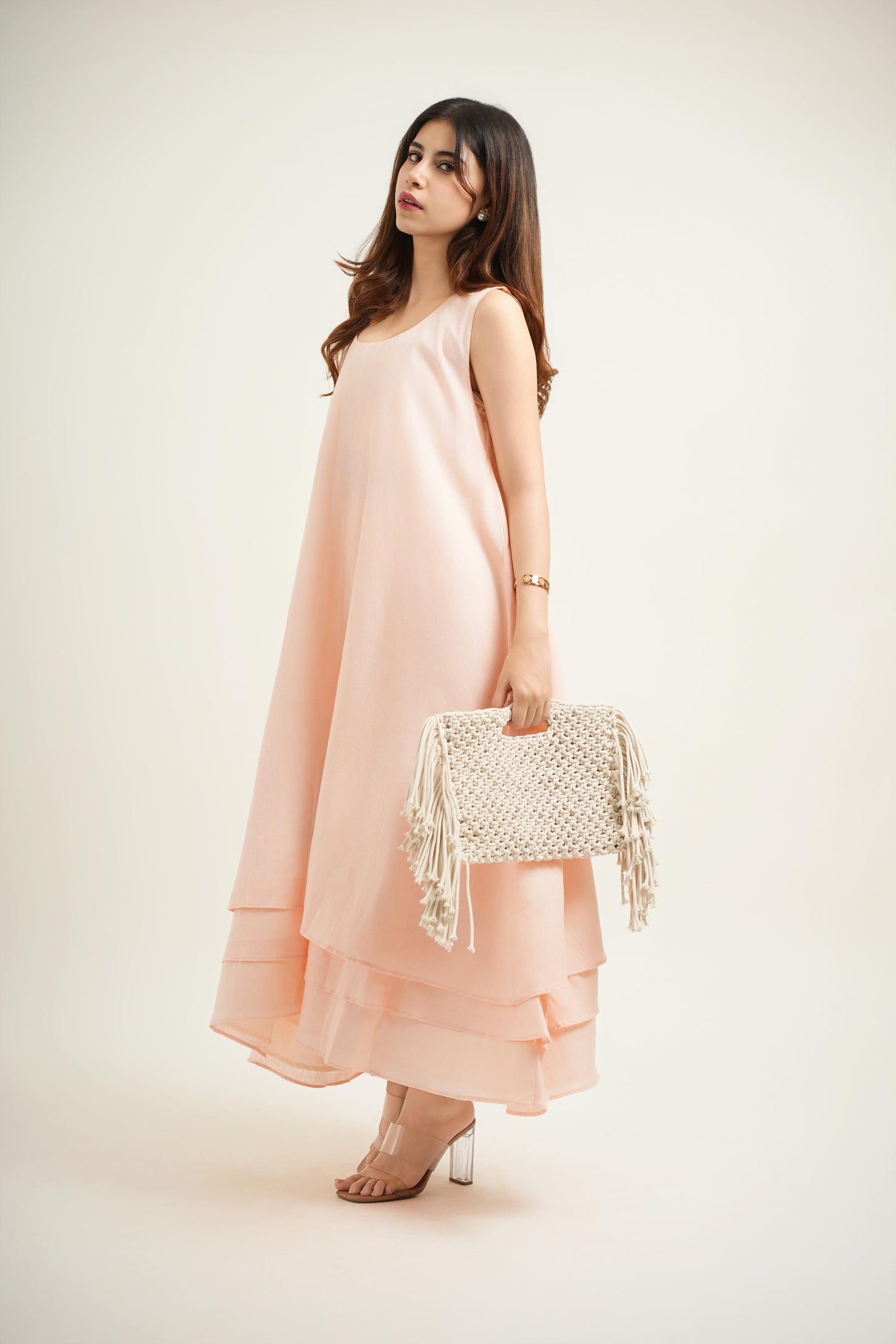 Peach Cascade Dress