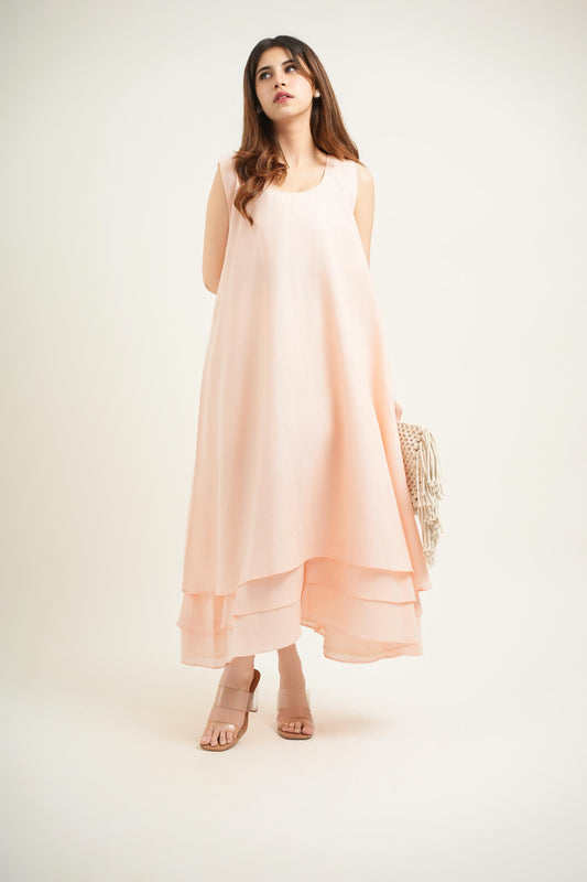 Peach Cascade Dress