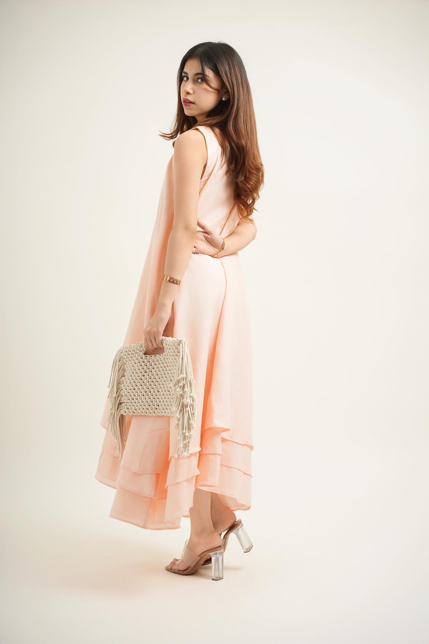 Peach Cascade Dress