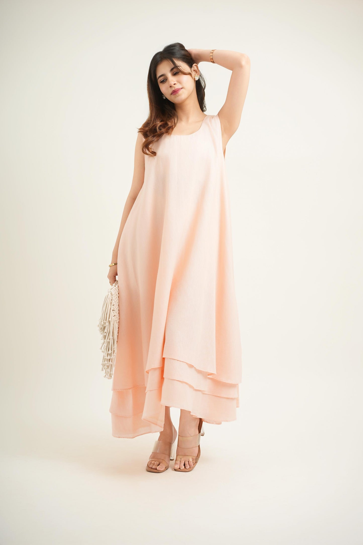 Peach Cascade Dress