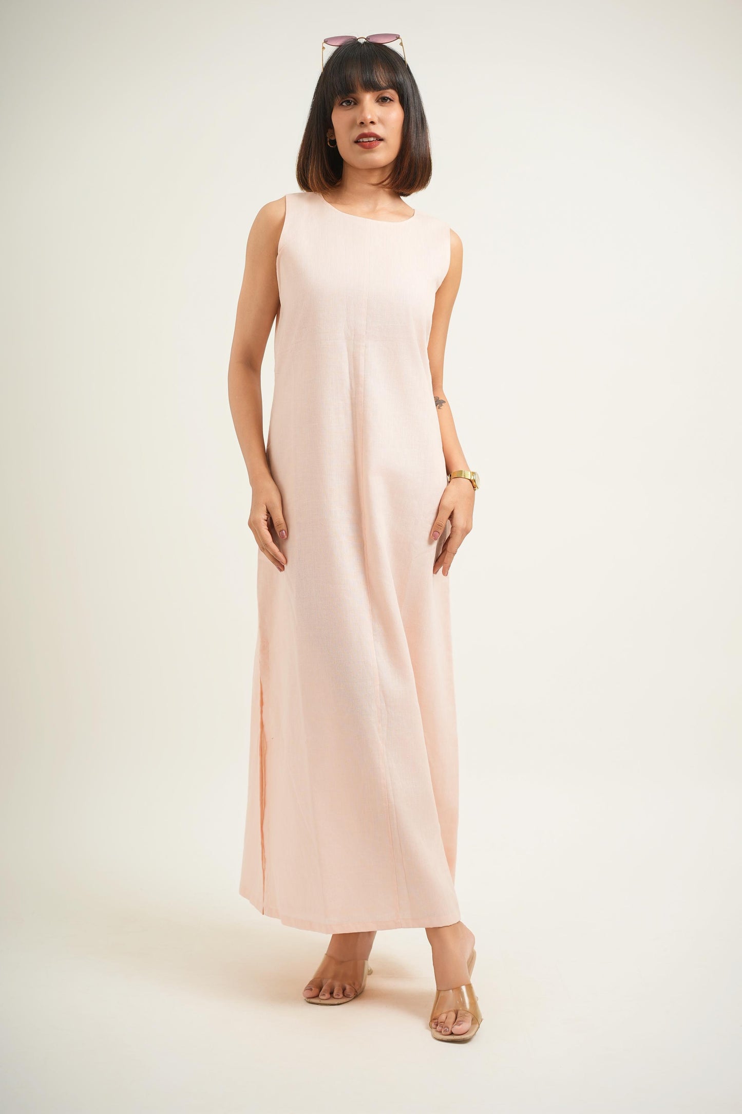 Side Slice Peach Dress