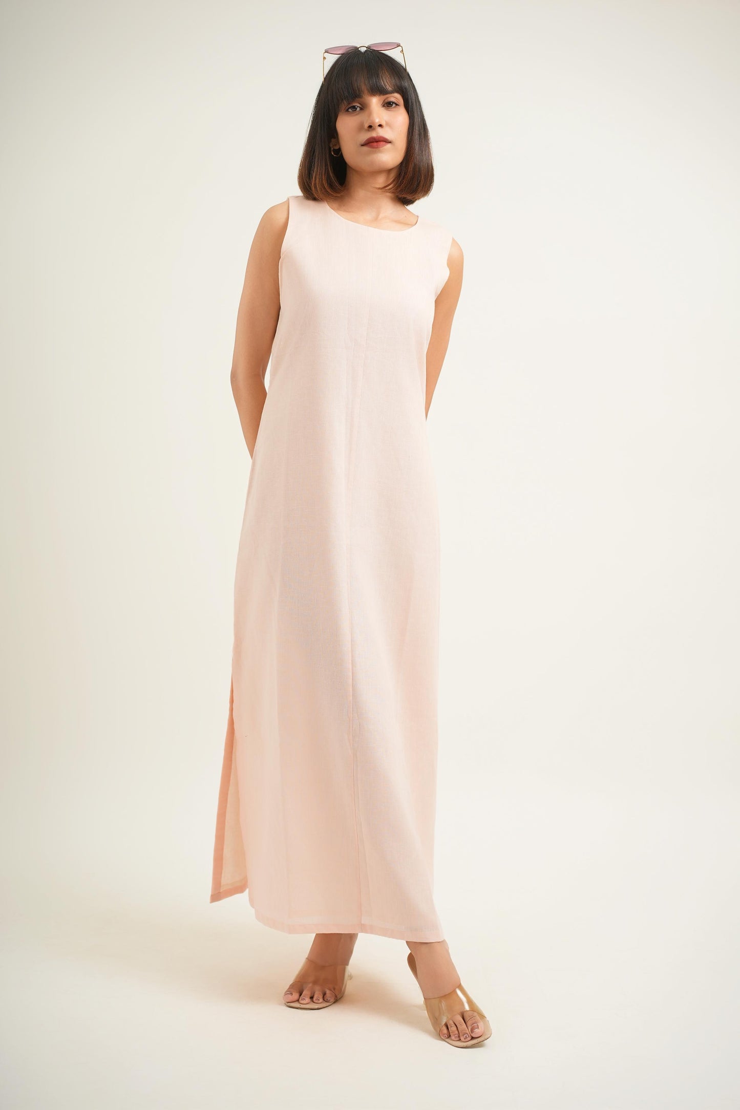 Side Slice Peach Dress