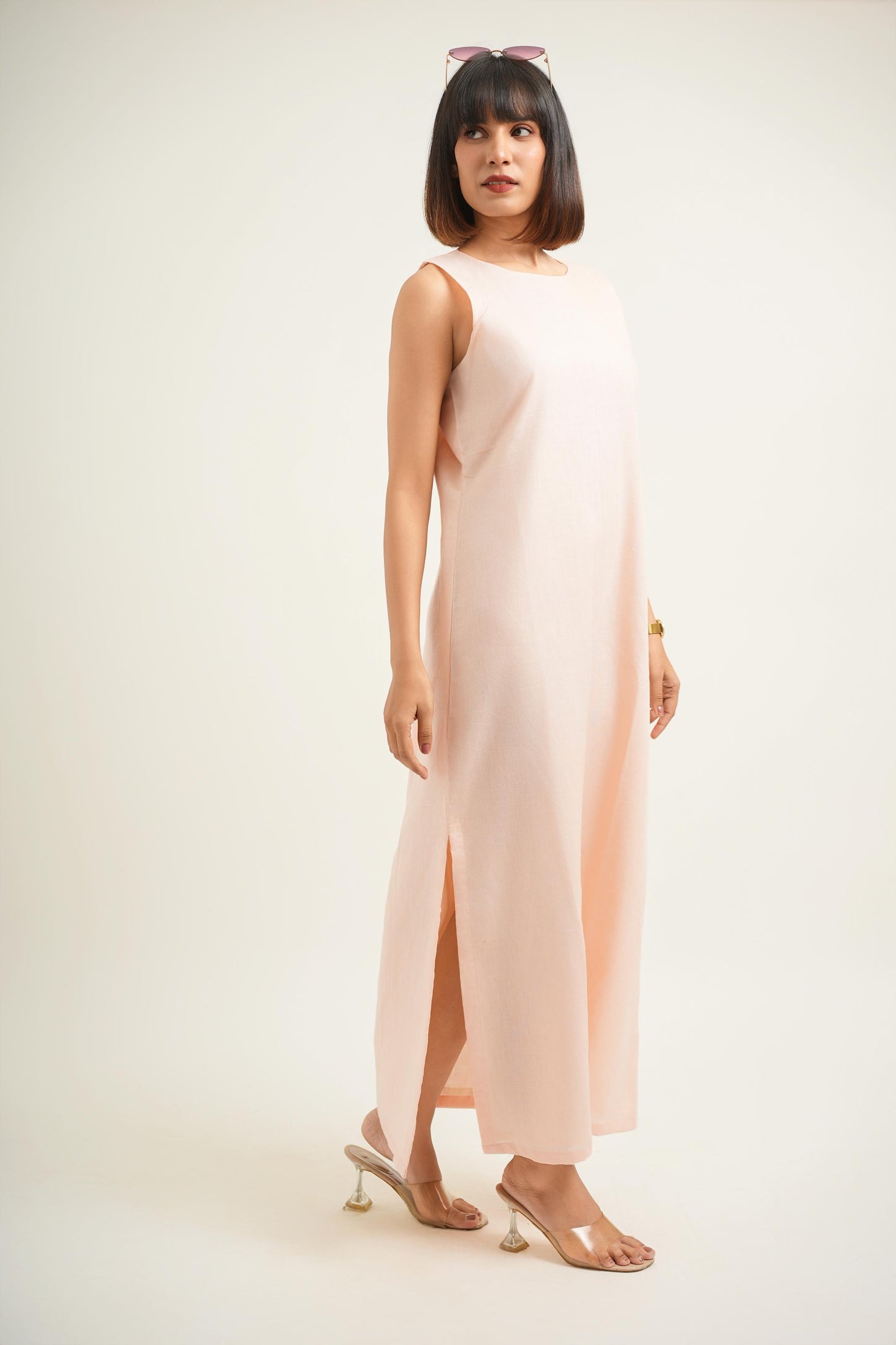 Side Slice Peach Dress