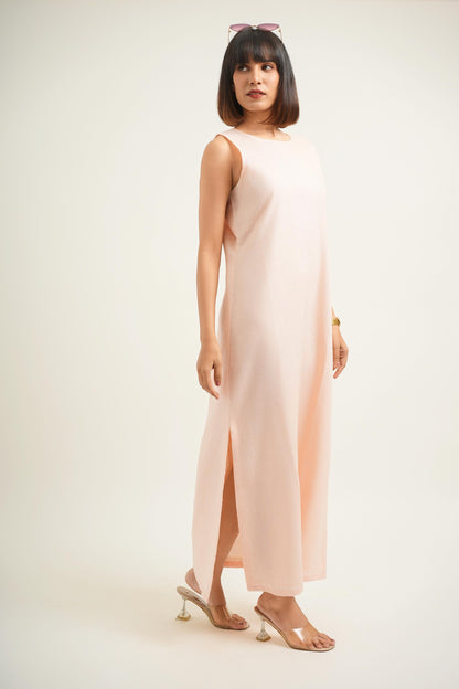 Side Slice Peach Dress