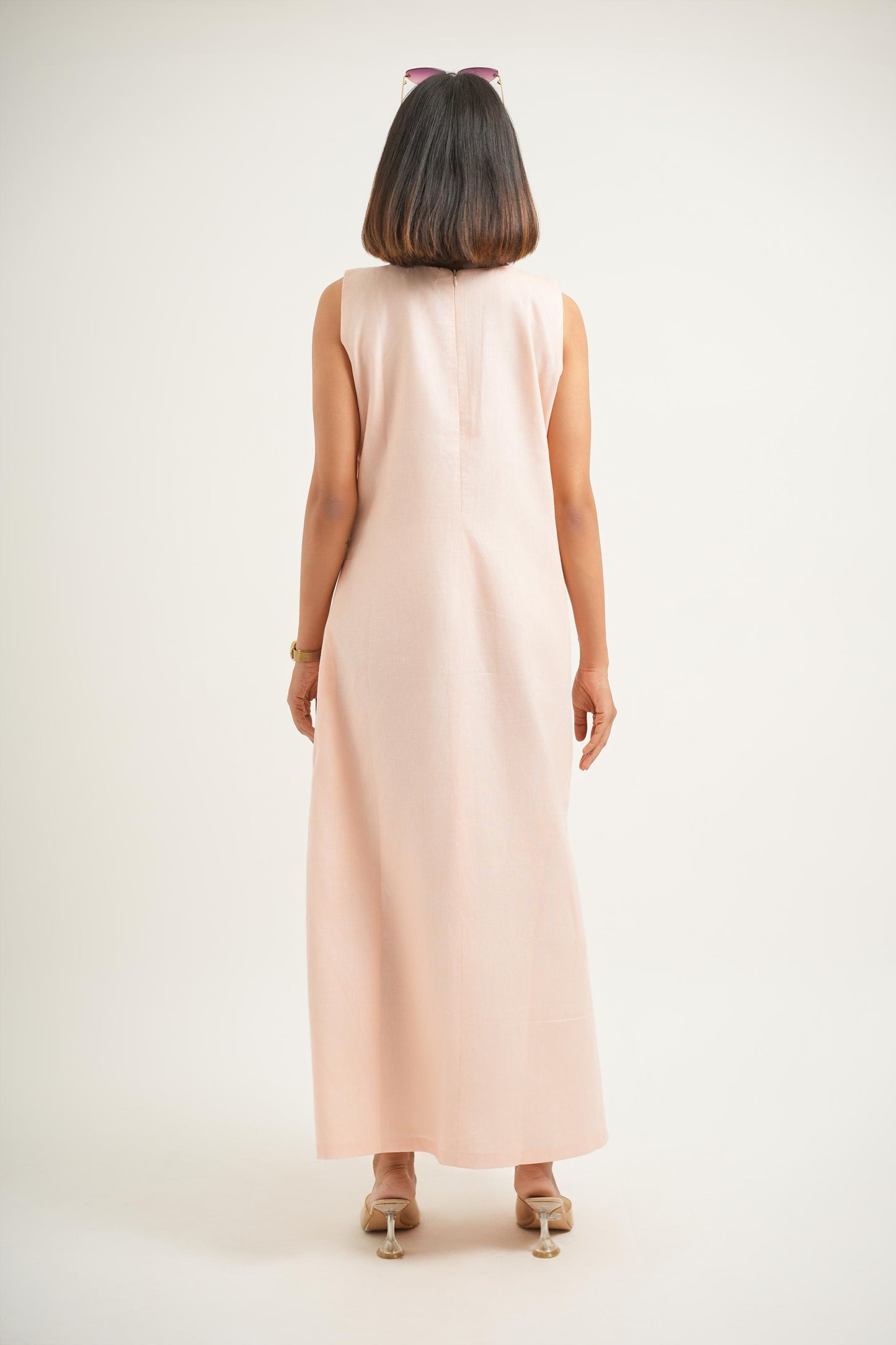 Side Slice Peach Dress