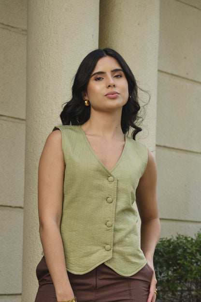 Olive Quilt Waist Coat